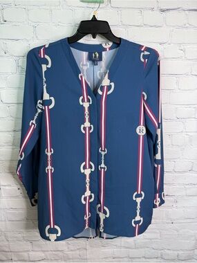 RONNER Equestrian Blue Button Down Shirt XL
